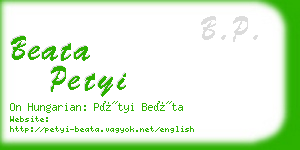 beata petyi business card